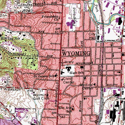 Topographic Map of Bonham Branch Public Library, OH