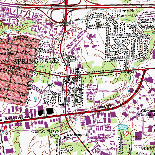 Topographic Map of Calvary Pentecostal Church, OH