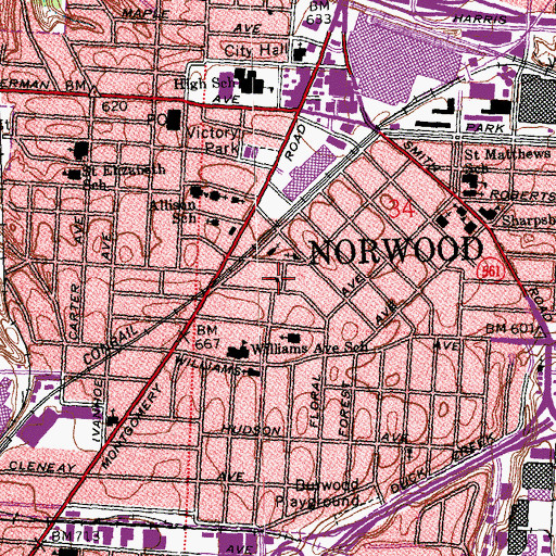 Topographic Map of Cameron Avenue Church of God, OH