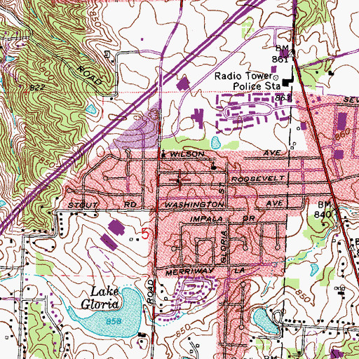 Topographic Map of Church of God, OH