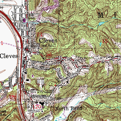 Topographic Map of Cleves Church of Christ, OH