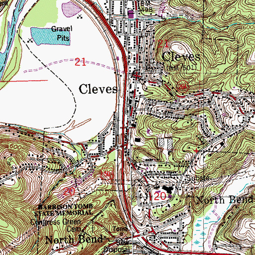 Topographic Map of Cleves Community Church, OH