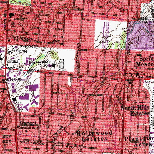 Topographic Map of Clovernook Christian Church, OH