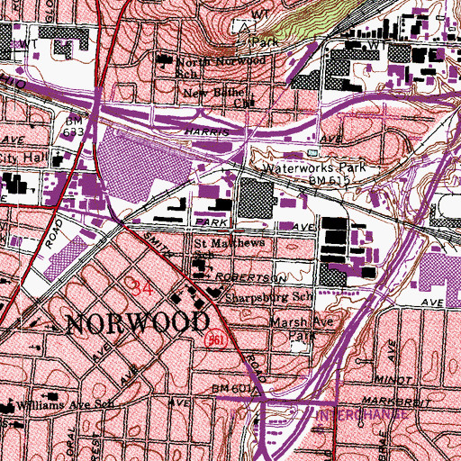 Topographic Map of Community Missionary Baptist Church, OH