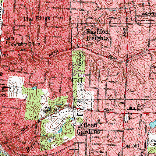 Topographic Map of Delhi Hills Baptist Church, OH