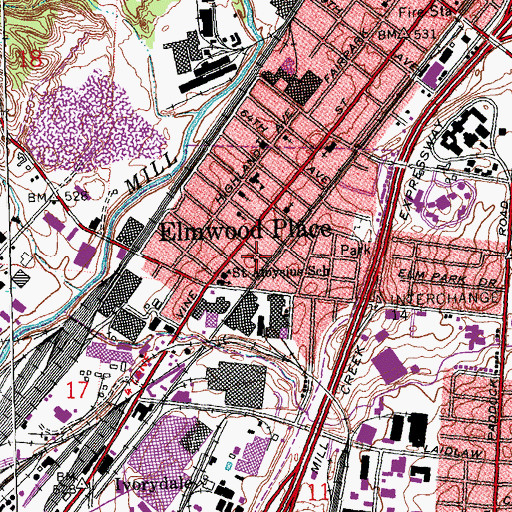 Topographic Map of Elmwood Wesleyan Church, OH