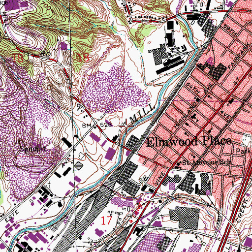Topographic Map of First Baptist Church, OH