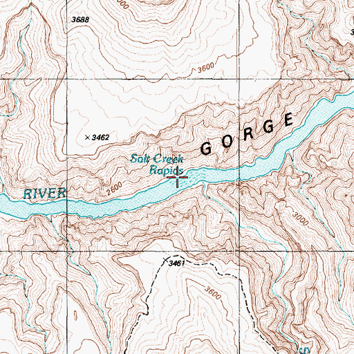Topographic Map of Salt Creek Rapids, AZ