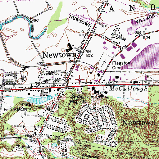 Topographic Map of First Baptist Church of Newtown, OH
