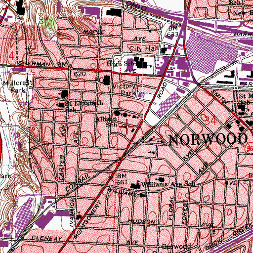 Topographic Map of First Church of Christ Scientist, OH