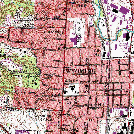 Topographic Map of First Church of Christ Scientist, OH