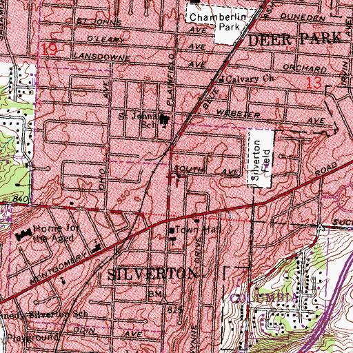Topographic Map of First Church of Christ Scientist, OH