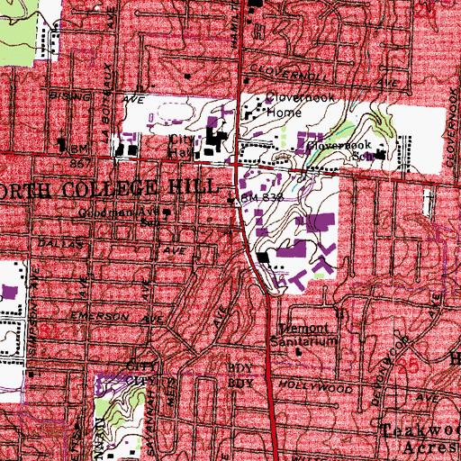 Topographic Map of First Hilltop Baptist Church, OH