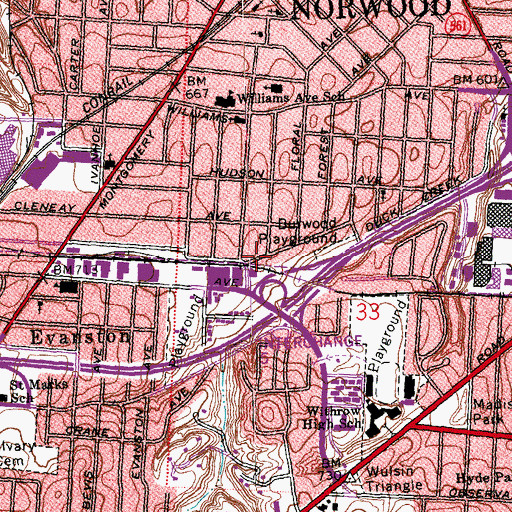 Topographic Map of Floral Avenue Church of God, OH