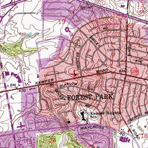 Topographic Map of Forest Park Christian Church, OH