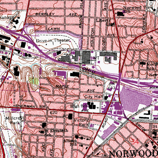 Topographic Map of Freedom Baptist Church, OH