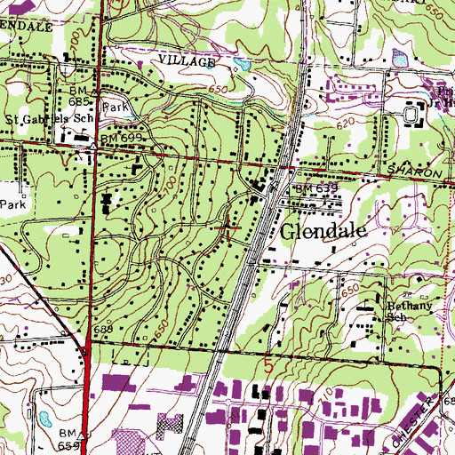 Topographic Map of Glendale Presbyterian Church, OH
