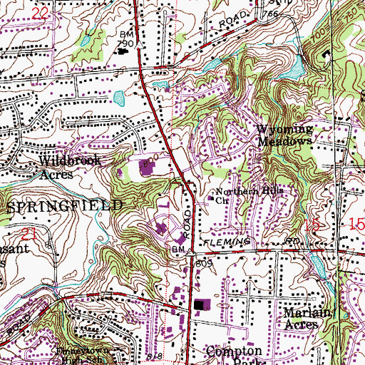 Topographic Map of Grace Baptist Church of Northern Hills, OH