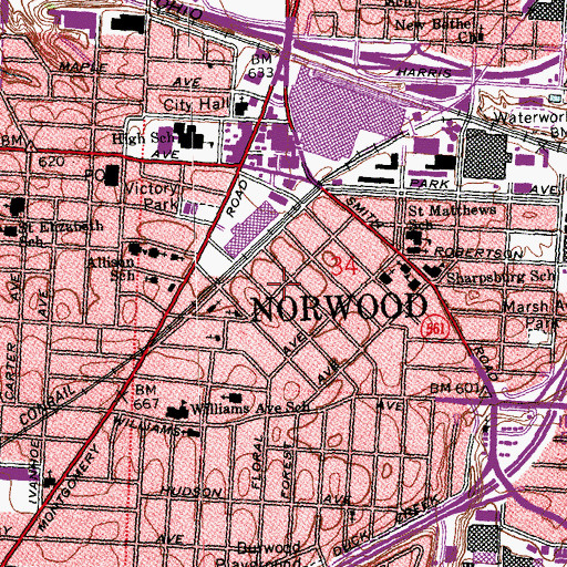 Topographic Map of Grace Missionary Baptist Church, OH