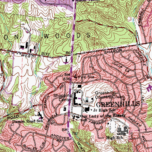 Topographic Map of Greenhills Municipal Building, OH