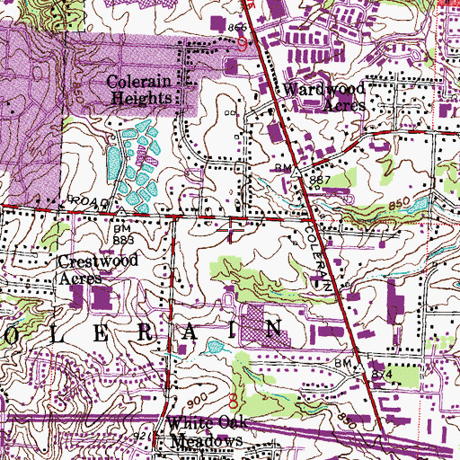 Topographic Map of Groesbeck Baptist Church, OH