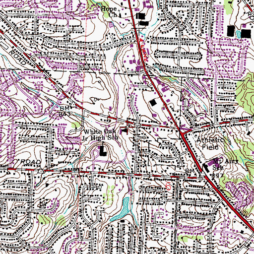 Topographic Map of Lincoln Park Baptist Church, OH