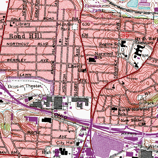 Topographic Map of Little Country Missionary Baptist Church, OH