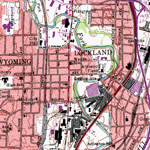 Topographic Map of Lockland Church of Christ, OH