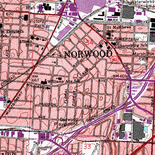 Topographic Map of Love Divine Baptist Church, OH