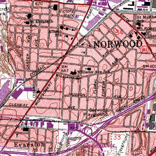 Topographic Map of Lutheran Church of Our Savior, OH