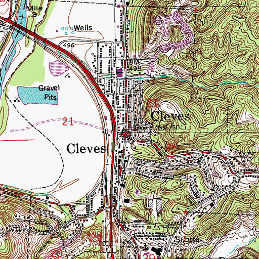 Topographic Map of Miami Township Branch Public Library, OH