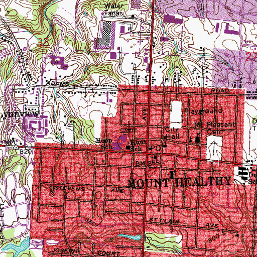 Topographic Map of Mount Healthy Christian Church, OH