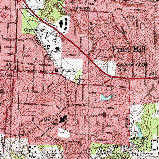 Topographic Map of Mount Washington Church of Christ, OH