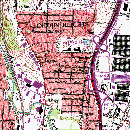 Topographic Map of Mujahiden Islamic Center, OH