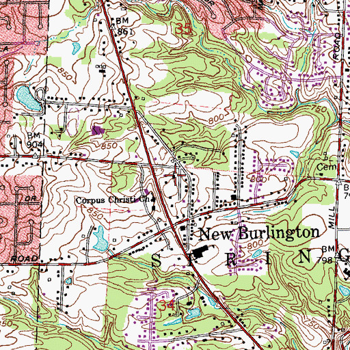 Topographic Map of New Burlington Church of Christ, OH