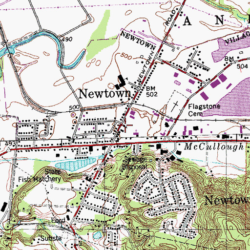 Topographic Map of Newtown United Methodist Church, OH