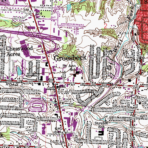Topographic Map of Saint Ann Catholic Church, OH