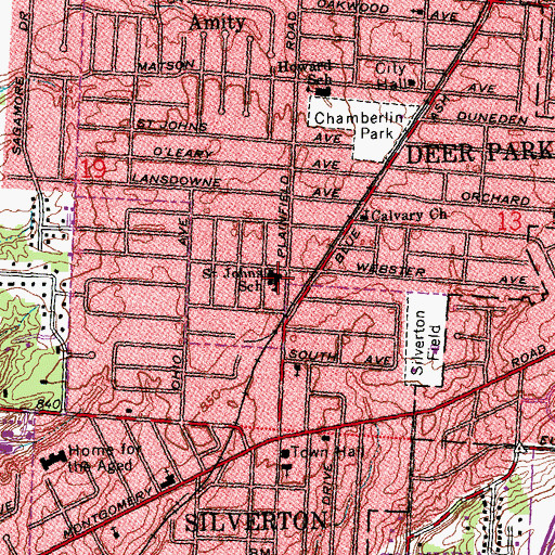 Topographic Map of Saint John the Evangelist Roman Catholic Church, OH