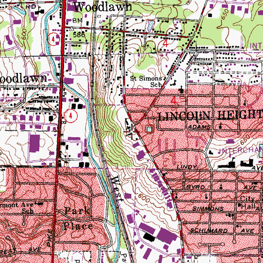 Topographic Map of Saint Martin De Porres Roman Catholic Church, OH