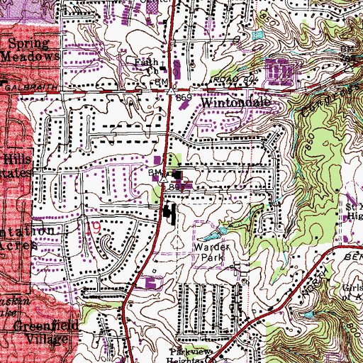 Topographic Map of Saint Vivians Catholic Church, OH