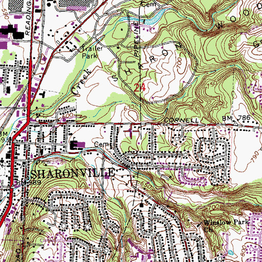 Topographic Map of Sharonville Presbyterian Church, OH