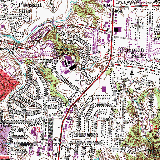 Topographic Map of Springfield Township Athletic Field, OH