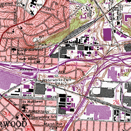 Topographic Map of Trinity Pentecostal Church, OH