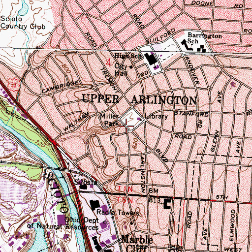 Topographic Map of Upper Arlington, OH