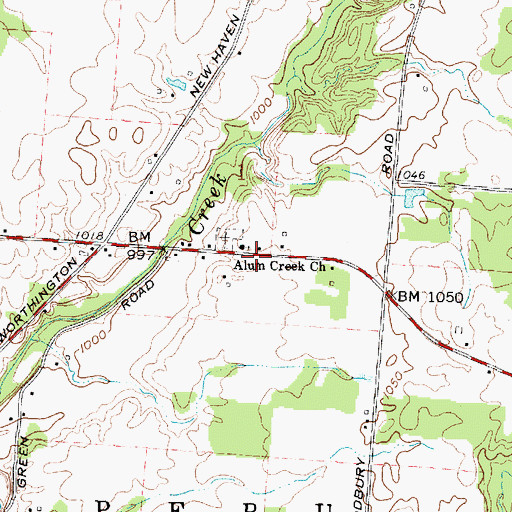 Topographic Map of Alum Creek Church, OH