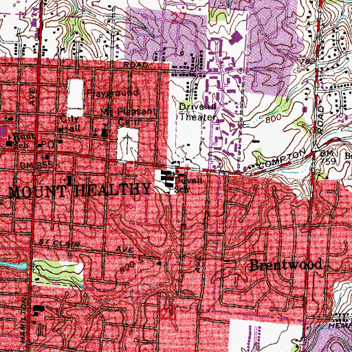 Topographic Map of Duvall School, OH
