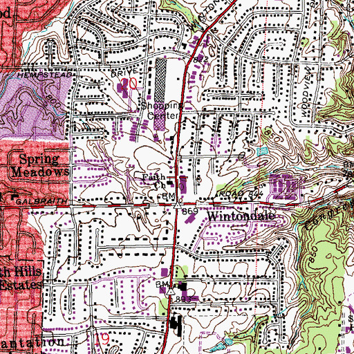 Topographic Map of Faith Church, OH