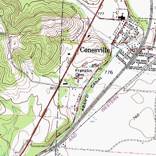Topographic Map of Franklin Cemetery, OH
