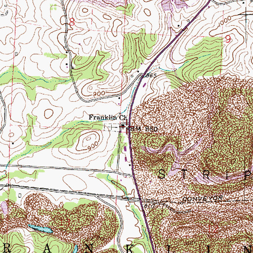 Topographic Map of Franklin Methodist Church, OH