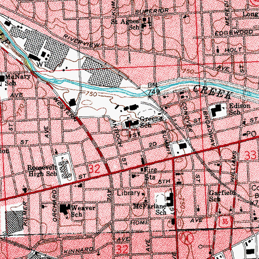 Topographic Map of Greene School, OH